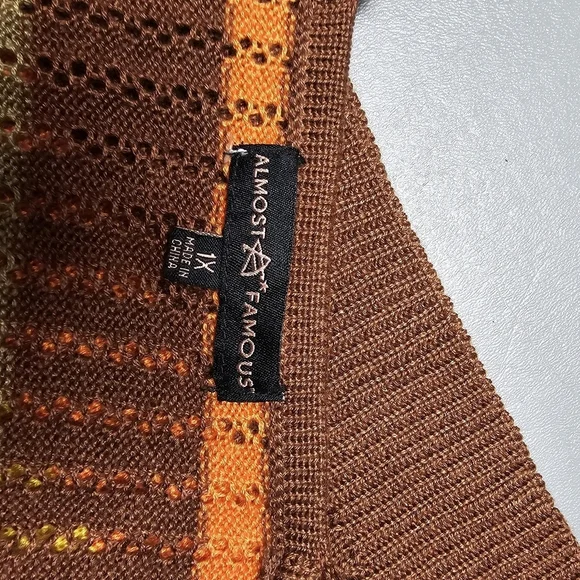 almost famous fall colors knit spaghetti strap crop top women's size 1X - Picture 3 of 9